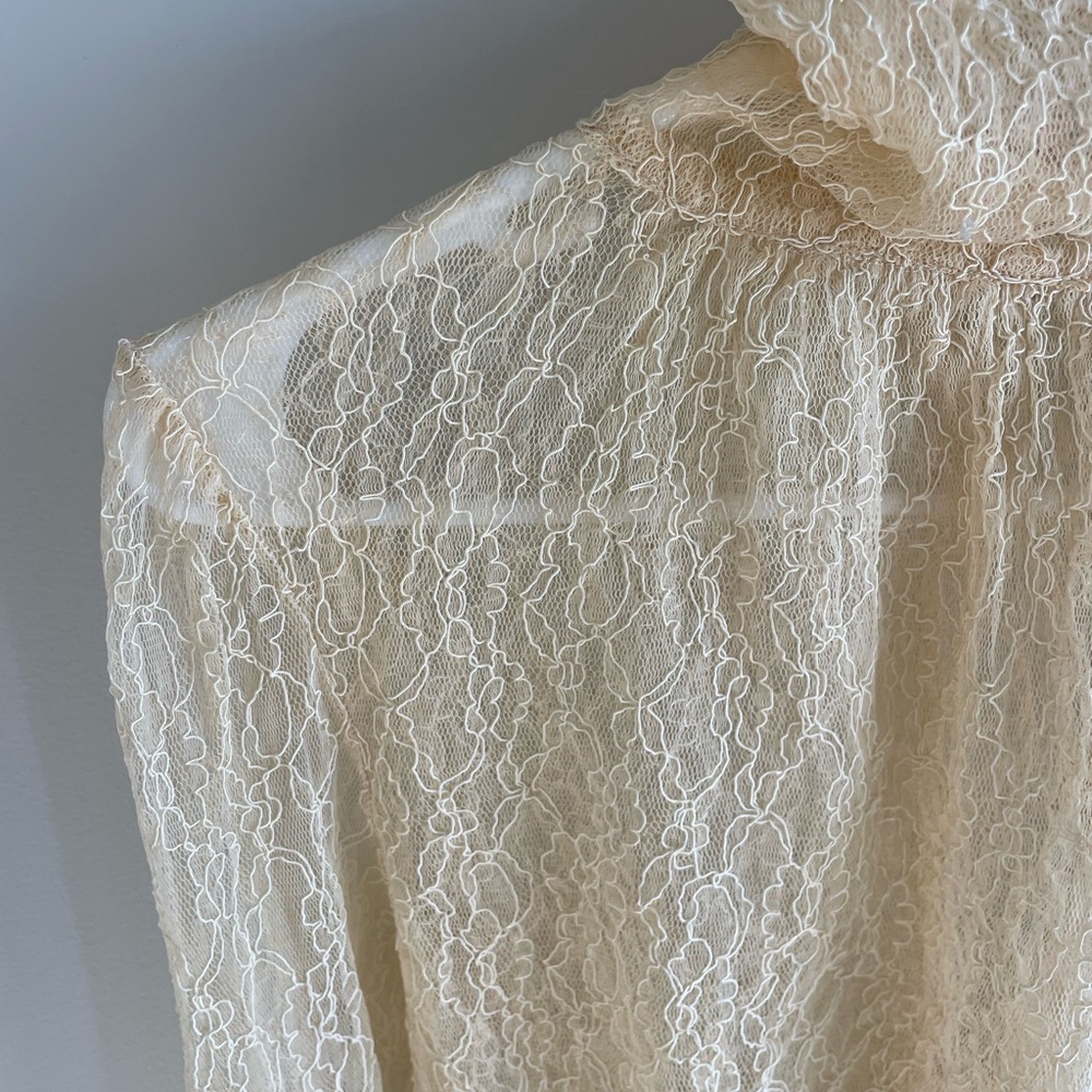 Free People Rule Breaker Lace Bell Sleeve Blouse - Ivory - Size Extra Small XS - Picture 11 of 16